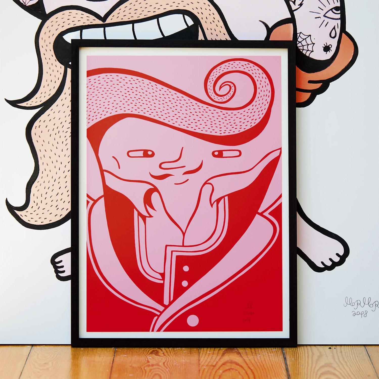 Red Gentleman | Posters-prints, Serigraphs | Mormor | Beauton Art Gallery posters-prints, serigraphs, family-friendly, figurative, illustrative, monochrome, pop, cartoons, humor, people, pink, red, acrylic, paper, amusing, contemporary-art, copenhagen, danish, decorative, design, faces, interior, interior-design, modern, modern-art, nordic, pop-art, posters, prints, scandinavien, urban, Buy original high quality art. Paintings, drawings, limited edition prints & posters by talented artists.