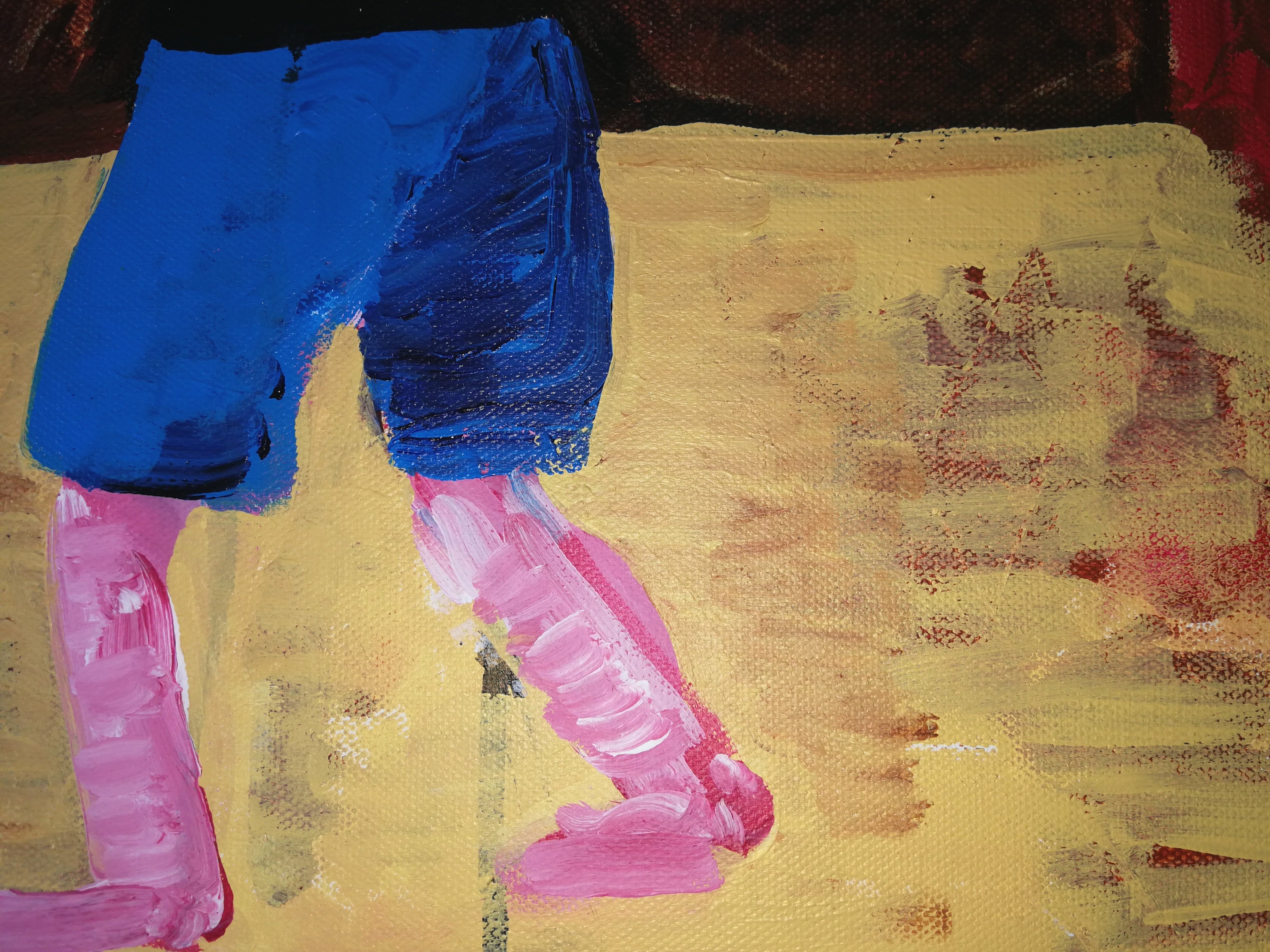 Boxing Woman I | Paintings | Anja Hemmingsen | Beauton Art Gallery paintings, expressive, figurative, bodies, movement, people, sport, beige, black, blue, red, acrylic, cotton-canvas, contemporary-art, decorative, expressionism, female, feminist, interior, interior-design, modern, modern-art, women, Buy original high quality art. Paintings, drawings, limited edition prints & posters by talented artists.