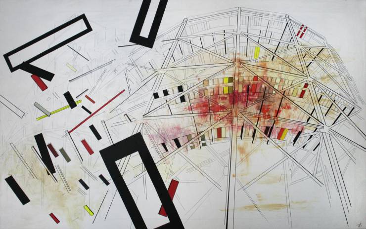 Roller Coaster, deconstruction, red, black, yellow, bauhaus Digital Collage, Photography, digital collage on the wall, digital printing, Framed digital collage Home Nursing photography, art photography, art photography, fragmentation, dynamics, structures and history. facebook, google,
