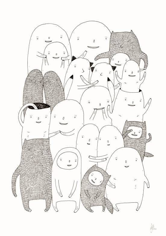 Random People IX | Art-prints, Giclee | My Buemann | Beauton Art Gallery art-prints, giclee, family-friendly, illustrative, minimalistic, cartoons, children, humor, moods, pets, black, white, ink, paper, copenhagen, cute, danish, decorative, design, interior, interior-design, modern, modern-art, nordic, posters, prints, scandinavien, Buy original high quality art. Paintings, drawings, limited edition prints & posters by talented artists.