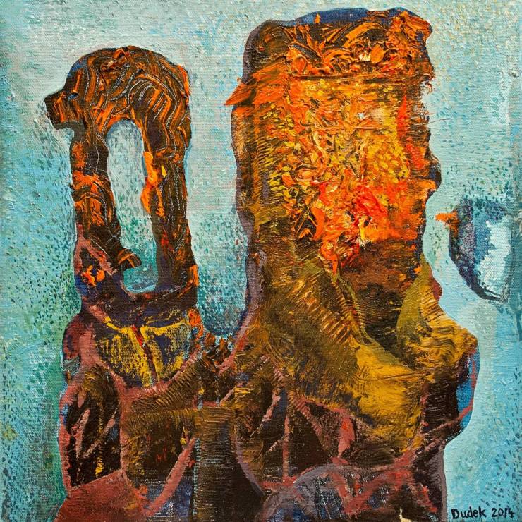 Argentinian Totem | Paintings | Piotr Dudek | Beauton Art Gallery paintings, abstract, colorful, surrealistic, moods, movement, sky, brown, red, turquoise, yellow, acrylic, cotton-canvas, abstract-forms, expressionism, vivid, Buy original high quality art. Paintings, drawings, limited edition prints & posters by talented artists.