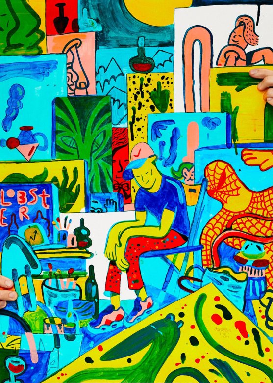 The Studio | Posters-prints, Giclee-print | Mormor | Beauton Art Gallery posters-prints, giclee-print, figurative, graphical, pop, portraiture, animals, bodies, cartoons, humor, wildlife, blue, green, pink, turquoise, yellow, acrylic, paper, amusing, boys, buildings, cars, danish, interior, interior-design, kids, modern, modern-art, Buy original high quality art. Paintings, drawings, limited edition prints & posters by talented artists.