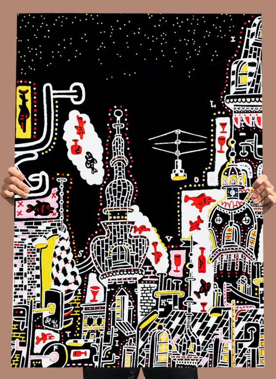 Big Tivoli | Posters-prints, Giclee-print | Mormor | Limited edition art poster by MormorSigned and numbered by the artistEdition of 29Printed with high-grade pigmented ink on 192 gr. art paper | Beauton Art Gallery posters-prints, giclee-print, colorful, family-friendly, figurative, illustrative, pop, architecture, cartoons, humor, sailing, wildlife, black, red, white, ink, paper, amusing, beautiful, boats, buildings, business, cities, contemporary-art, copenhagen, cute, design, fish, interior, interior-design, nordic, scandinavien, Buy original high quality art. Paintings, drawings, limited edition prints & posters by talented artists.