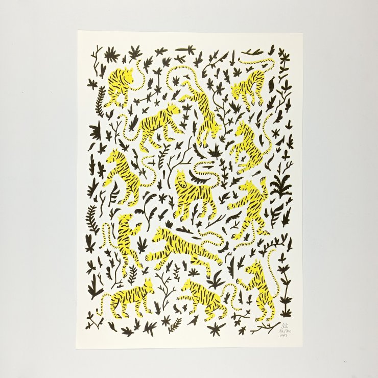 posters-prints, serigraphs, family-friendly, figurative, illustrative, pop, animals, cartoons, children, patterns, wildlife, black, white, yellow, ink, paper, posters, Buy original high quality art. Paintings, drawings, limited edition prints & posters by talented artists.