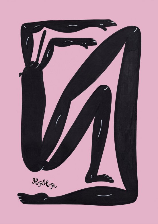 posters-prints, giclee-print, colorful, family-friendly, geometric, illustrative, pop, bodies, cartoons, movement, people, black, pink, ink, paper, amusing, danish, decorative, design, interior, interior-design, modern, modern-art, nordic, posters, prints, scandinavien, Buy original high quality art. Paintings, drawings, limited edition prints & posters by talented artists.