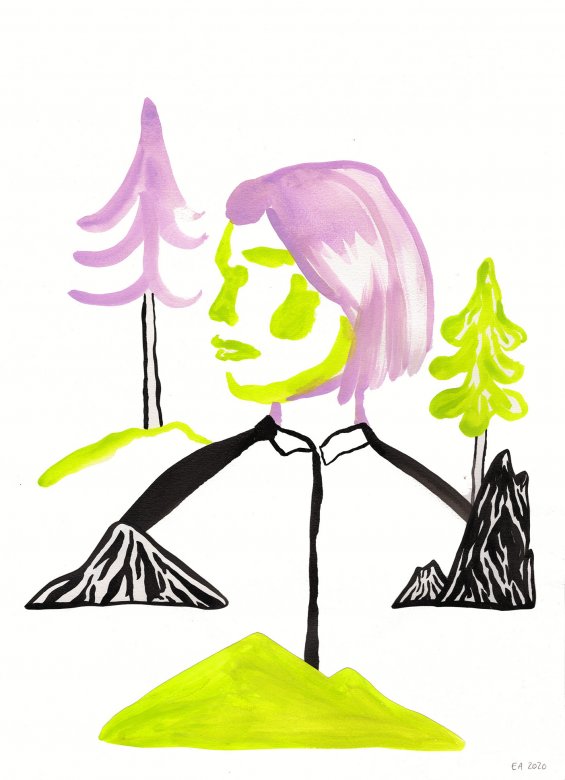 Solid Rock | Drawings, Gouache-painting, Watercolor-paintings | Emilie Aastrup | Beauton Art Gallery drawings, gouache-painting, watercolor-paintings, aesthetic, graphical, minimalistic, pop, animals, botany, nature, people, black, green, violet, gouache, ink, paper, beautiful, danish, decorative, design, forest, interior, interior-design, modern, modern-art, mountains, nordic, posters, pretty, prints, scandinavien, trees, Buy original high quality art. Paintings, drawings, limited edition prints & posters by talented artists.