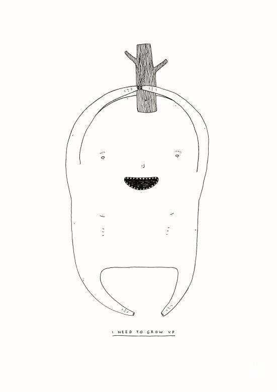 I need to grow up | Posters-prints, Giclee-print | My Buemann | Beauton Art Gallery posters-prints, giclee-print, family-friendly, graphical, monochrome, pop, botany, cartoons, humor, black, white, ink, paper, amusing, black-and-white, contemporary-art, copenhagen, cute, danish, design, interior, interior-design, modern, modern-art, nordic, posters, scandinavien, street-art, Buy original high quality art. Paintings, drawings, limited edition prints & posters by talented artists.