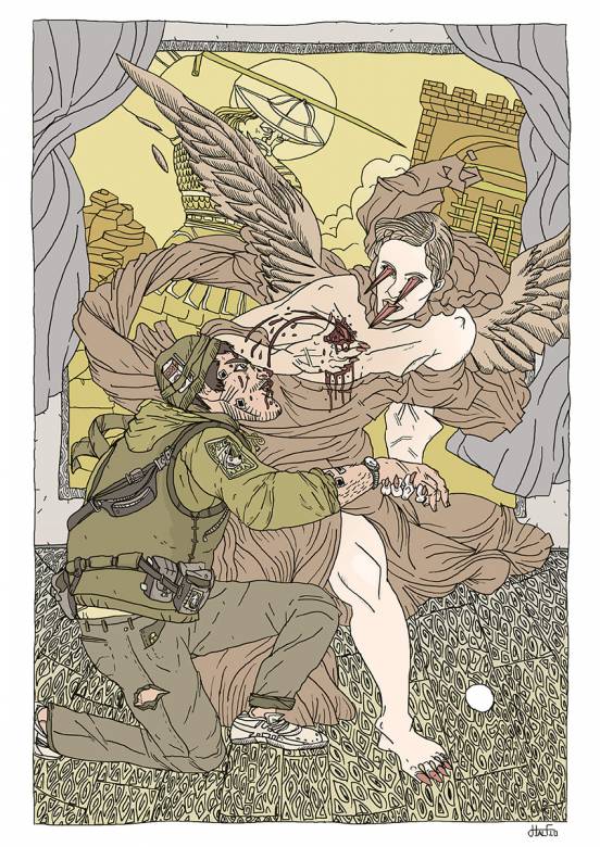 Baptism | Art-prints, Gliceé | Halfdan Pisket | Beauton Art Gallery art-prints, gliceé, figurative, illustrative, portraiture, surrealistic, bodies, cartoons, religion, green, grey, yellow, ink, paper, contemporary-art, danish, decorative, design, interior, interior-design, men, modern, modern-art, nordic, posters, prints, scandinavien, sketch, Buy original high quality art. Paintings, drawings, limited edition prints & posters by talented artists.