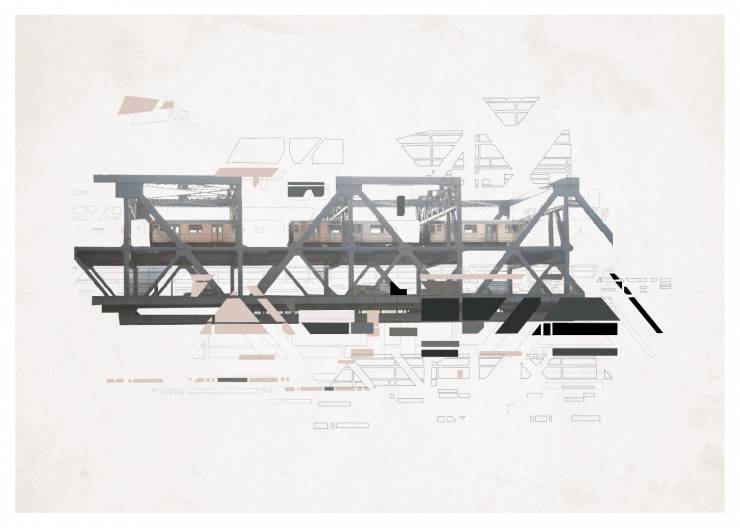 Bridge to the Bronx | Posters-prints, Photographs, New-media | Tina Louise Hunderup | Beauton Art Gallery posters-prints, photographs, new-media, aesthetic, geometric, graphical, minimalistic, still-life, architecture, movement, technology, transportation, beige, brown, grey, red, yellow, ink, paper, abstract-forms, architectural, beautiful, buildings, contemporary-art, copenhagen, danish, decorative, design, horizontal, interior, interior-design, nordic, Buy original high quality art. Paintings, drawings, limited edition prints & posters by talented artists.