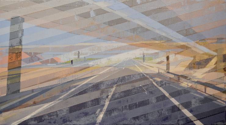 Paintings about speed, E5 | Paintings | Noemi Staniszewska | Beauton Art Gallery paintings, geometric, architecture, movement, patterns, transportation, beige, blue, grey, acrylic, cotton-canvas, architectural, buildings, scenery, time, Buy original high quality art. Paintings, drawings, limited edition prints & posters by talented artists.