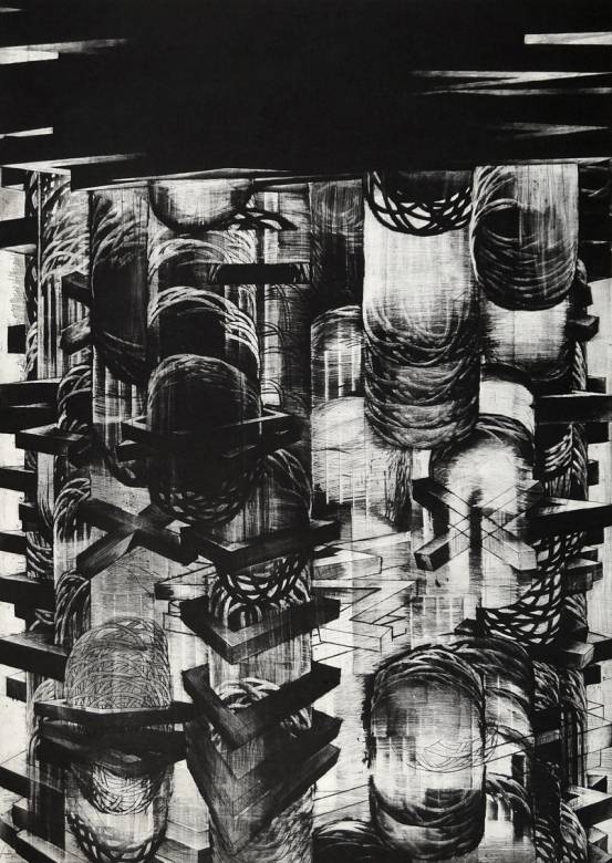 art-prints, engravings, graphical, monochrome, architecture, movement, patterns, black, grey, white, ink, paper, abstract-forms, autumn, cubism, danish, decorative, design, interior, interior-design, nordic, scandinavien, Buy original high quality art. Paintings, drawings, limited edition prints & posters by talented artists.