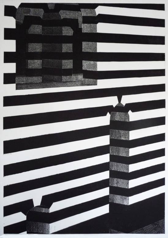 Khan Asad Pasha II - 70 x 100 cm. Limited edition linocut print by Marta Banaszak KHAN ASAD PASHA II_Marta Banaszak