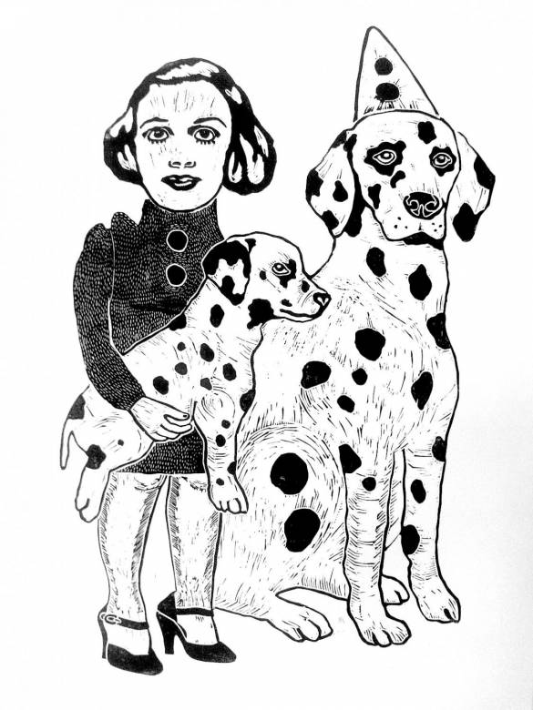 art-prints, linocuts, engravings, animal, family-friendly, figurative, graphical, portraiture, bodies, cartoons, humor, pets, black, white, acrylic, ink, paper, amusing, copenhagen, cute, danish, decorative, design, dogs, female, interior, interior-design, nordic, scandinavien, women, Buy original high quality art. Paintings, drawings, limited edition prints & posters by talented artists.