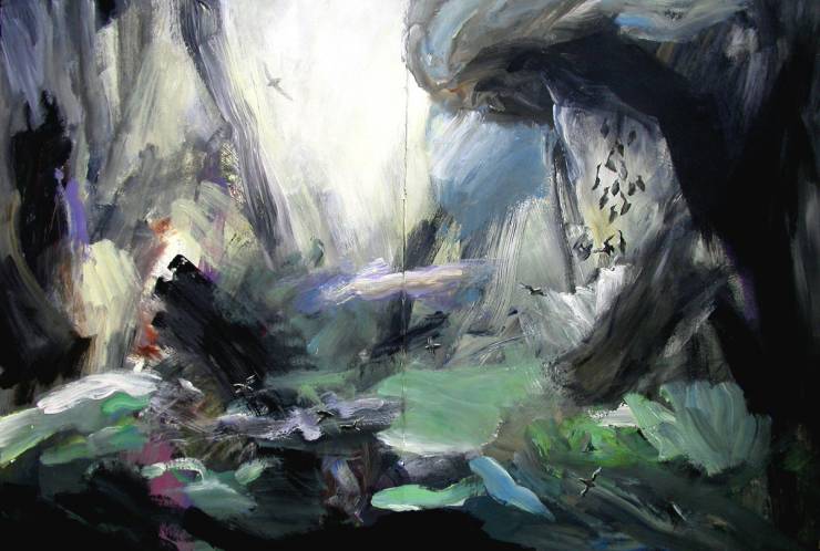 Flux - 100 x 130 An original painting by artist Louise Bech Pedersen. Framed, black stained beech Art online galleries, Large beautiful abstract paintings with animals, gift, gift, home furnishing, talented artists