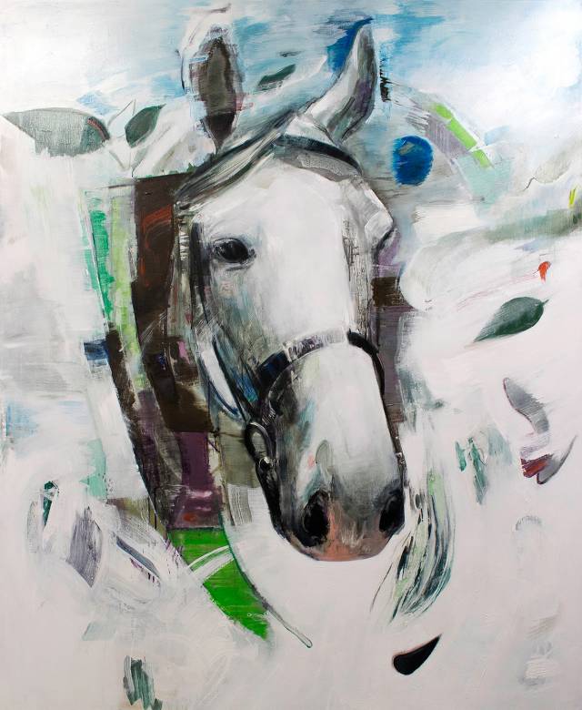 paintings, animal, graphical, animals, wildlife, blue, green, white, acrylic, flax-canvas, contemporary-art, decorative, design, horses, interior, interior-design, modern, modern-art, nordic, scandinavien, Buy original high quality art. Paintings, drawings, limited edition prints & posters by talented artists.