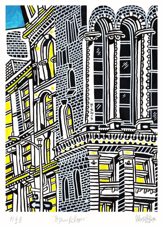 posters-prints, giclee-print, family-friendly, figurative, graphical, pop, architecture, cartoons, black, blue, yellow, ink, paper, architectural, buildings, cities, contemporary-art, copenhagen, danish, design, interior, interior-design, modern, modern-art, nordic, Buy original high quality art. Paintings, drawings, limited edition prints & posters by talented artists.
