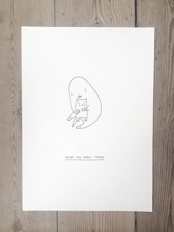 Enjoy the small things - 21 x 30 cm. An original illustration by artist My Buemann. strong and expressive art illustrations and drawings, talented Danish illustrator