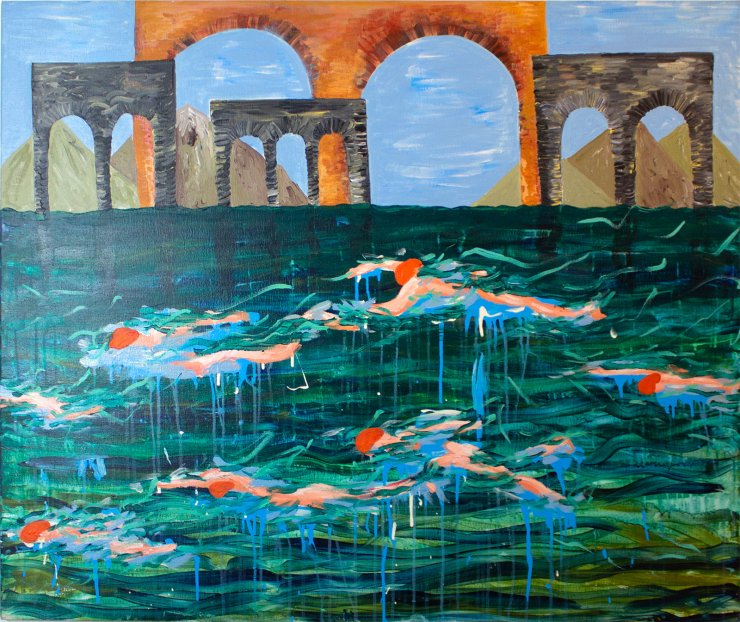 paintings, colorful, expressive, figurative, landscape, architecture, nature, blue, green, orange, acrylic, flax-canvas, buildings, expressionism, scenery, time, vivid, Buy original high quality art. Paintings, drawings, limited edition prints & posters by talented artists.