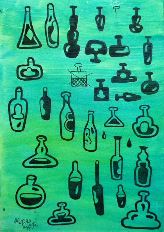 Bodega | Drawings | Mormor | Beauton Art Gallery drawings, colorful, figurative, graphical, pop, cartoons, black, green, turquoise, ink, amusing, contemporary-art, copenhagen, danish, decorative, design, drinks, interior, interior-design, modern, modern-art, nordic, pretty, scandinavien, Buy original high quality art. Paintings, drawings, limited edition prints & posters by talented artists.