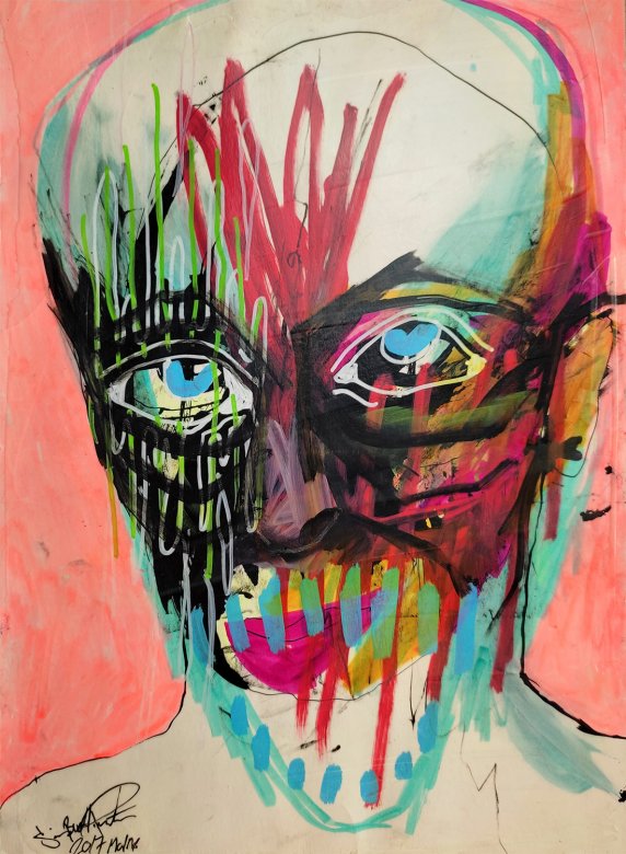 Face III | Drawings, Watercolor-paintings | Simon Buch | Beauton Art Gallery drawings, watercolor-paintings, colorful, graphical, portraiture, bodies, people, black, pink, red, turquoise, artliner, ink, paper, marker, contemporary-art, faces, interior-design, modern, modern-art, motorcycle, wild, Buy original high quality art. Paintings, drawings, limited edition prints & posters by talented artists.