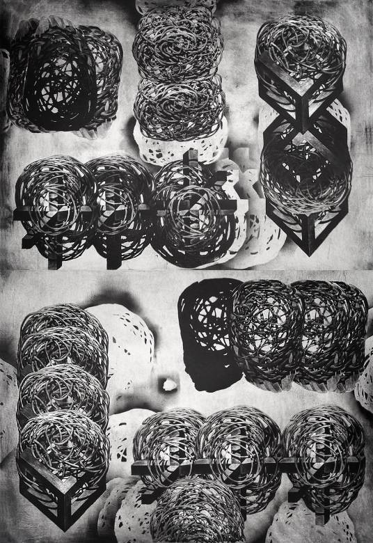 Perpetuum Mobile LXXVII | Art-prints, Engravings | Tomasz Winiarski | Beauton Art Gallery art-prints, engravings, abstract, graphical, monochrome, patterns, black, grey, white, ink, paper, abstract-forms, architectural, black-and-white, conceptual, decorative, interior, interior-design, Buy original high quality art. Paintings, drawings, limited edition prints & posters by talented artists.