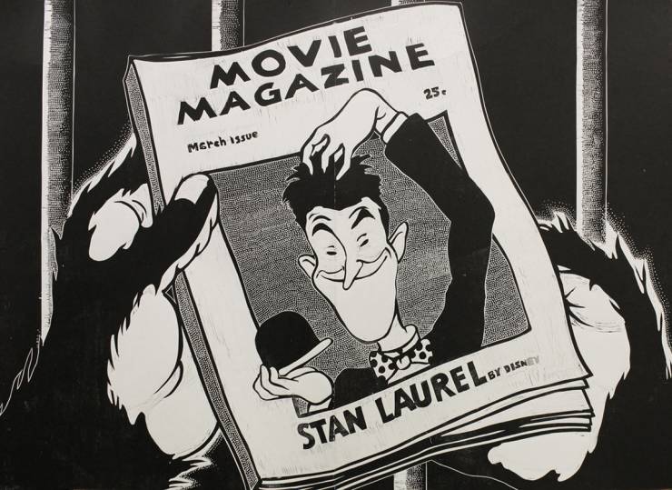 Stan Laurel | Art-prints, Linocuts, Engravings | Marta Banaszak | Beauton Art Gallery art-prints, linocuts, engravings, family-friendly, figurative, illustrative, pop, portraiture, cartoons, people, pets, black, white, ink, paper, contemporary-art, danish, decorative, design, faces, interior, interior-design, modern, modern-art, nordic, pop-art, scandinavien, sketch, urban, Buy original high quality art. Paintings, drawings, limited edition prints & posters by talented artists.