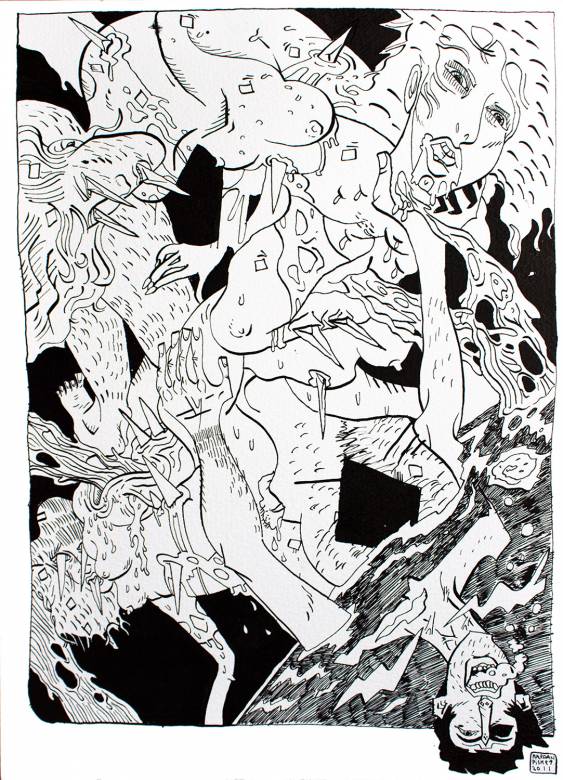 Untitled IV | Drawings | Halfdan Pisket | Beauton Art Gallery drawings, illustrative, monochrome, portraiture, surrealistic, cartoons, movement, people, sexuality, black, white, artliner, paper, erotic, faces, men, nude, sexual, sketch, Buy original high quality art. Paintings, drawings, limited edition prints & posters by talented artists.