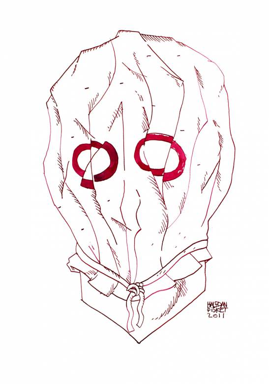 Mask II | Art-prints, Drawings, Giclee | Halfdan Pisket | Beauton Art Gallery art-prints, drawings, giclee, graphical, illustrative, portraiture, surrealistic, cartoons, moods, people, sexuality, red, white, ink, paper, marker, faces, men, sketch, Buy original high quality art. Paintings, drawings, limited edition prints & posters by talented artists.