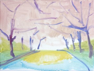 Bispebjerg  | Malerier | Rafael Guerrero Céspedes | Beauton Art Gallery malerier, æstetiske, nordisk, landskab, eskspressionisme, Scandinavisk, botanik, stemninger, forår, natur, årstider, gule, pink, grønne, violet, blå,  bomuldslærred, olie, atmosfære, smukke, samtidskunst, træer, dag, dekorative, skov, vandret, moderne-kunst, naturlig, naturealistiske, udendørs, sceneri, sommer, sol, symbolsk, rolige, vilde, københavn, Køb original kunst og kunstplakater. Malerier, tegninger, limited edition kunsttryk & plakater af dygtige kunstnere.