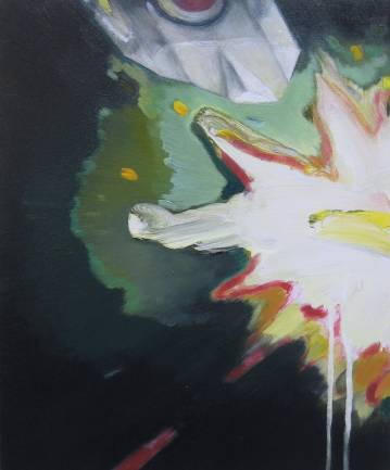 Airplane I - 37x45 cm. A painting by Marck Fink painting acrylic canvas origami paper airplane green explosion expressive drama airplane marck fink