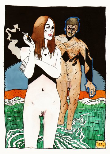 posters-prints, giclee-print, figurative, graphical, illustrative, portraiture, bodies, cartoons, people, sexuality, black, blue, brown, green, orange, ink, paper, contemporary-art, danish, decorative, design, erotic, interior, interior-design, men, modern, modern-art, nordic, nude, posters, scandinavien, sexual, sketch, Buy original high quality art. Paintings, drawings, limited edition prints & posters by talented artists.