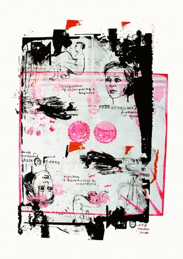 Truth I | Posters-prints, Giclee-print | Louise Bech Pedersen | Beauton Art Gallery posters-prints, giclee-print, abstract, figurative, portraiture, bodies, people, pets, black, pink, white, ink, paper, beautiful, contemporary-art, copenhagen, danish, decorative, design, dogs, faces, interior, interior-design, modern, modern-art, nordic, women, Buy original high quality art. Paintings, drawings, limited edition prints & posters by talented artists.