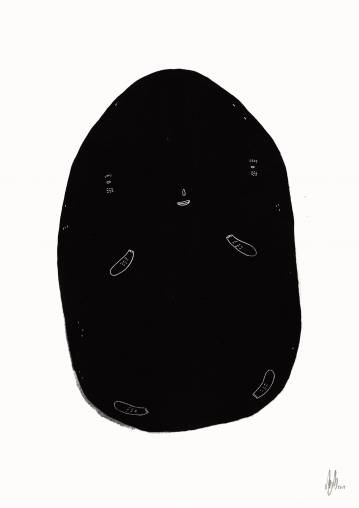 Happy Black Spot | Art-prints, Giclee | My Buemann | Beauton Art Gallery art-prints, giclee, family-friendly, figurative, graphical, minimalistic, cartoons, humor, black, white, ink, paper, amusing, contemporary-art, copenhagen, cute, danish, decorative, design, interior, interior-design, modern, modern-art, nordic, posters, prints, scandinavien, Buy original high quality art. Paintings, drawings, limited edition prints & posters by talented artists.
