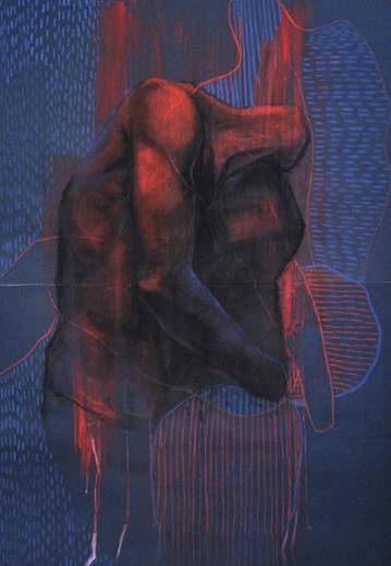 Pray VI  | Drawings | Zuzanna Sitarska | Beauton Art Gallery drawings, abstract, aesthetic, figurative, illustrative, portraiture, sexuality, black, blue, red, acrylic, charcoal, paper, abstract-forms, contemporary-art, danish, decorative, design, interior, interior-design, modern, modern-art, nordic, nude, scandinavien, Buy original high quality art. Paintings, drawings, limited edition prints & posters by talented artists.