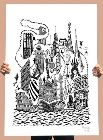 posters-prints, giclee-print, family-friendly, figurative, graphical, illustrative, landscape, pop, architecture, cartoons, children, humor, oceans, black, white, ink, paper, amusing, architectural, beach, black-and-white, buildings, celebrities, cities, contemporary-art, decorative, design, garden, interior, interior-design, modern, modern-art, Buy original high quality art. Paintings, drawings, limited edition prints & posters by talented artists.