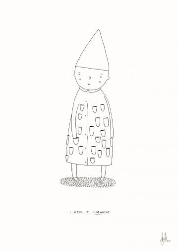 I have it somewhere | Art-prints, Gliceé | My Buemann | Beauton Art Gallery art-prints, gliceé, family-friendly, illustrative, minimalistic, monochrome, cartoons, people, black, white, ink, paper, amusing, black-and-white, contemporary-art, cute, danish, design, interior, interior-design, modern, modern-art, nordic, scandinavien, Buy original high quality art. Paintings, drawings, limited edition prints & posters by talented artists.