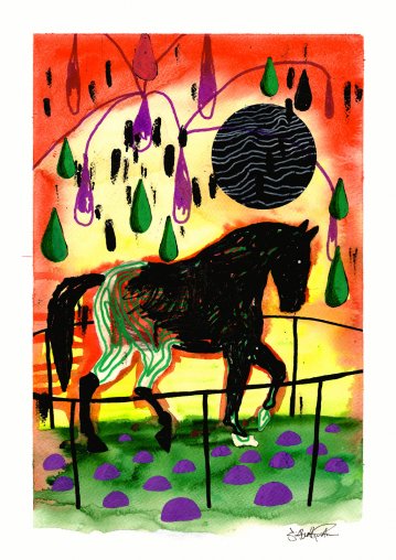 posters-prints, giclee-print, colorful, figurative, illustrative, animals, botany, nature, wildlife, black, green, red, yellow, ink, paper, contemporary-art, danish, horses, interior, interior-design, modern, modern-art, nordic, posters, pretty, prints, scandinavien, Buy original high quality art. Paintings, drawings, limited edition prints & posters by talented artists.