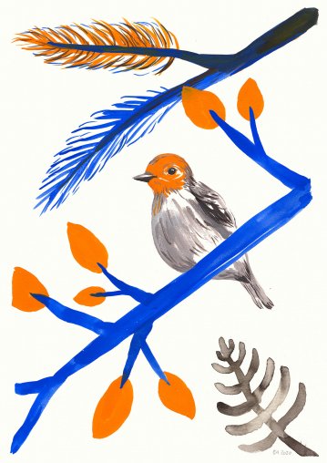 giclee-print, aesthetic, family-friendly, figurative, illustrative, animals, botany, nature, blue, orange, ink, paper, beautiful, birds, contemporary-art, cute, danish, decorative, design, interior, interior-design, modern, modern-art, nordic, pretty, scandinavien, trees, Buy original high quality art. Paintings, drawings, limited edition prints & posters by talented artists.