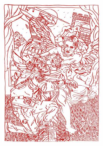 Baptism | Art-prints, Gliceé | Halfdan Pisket | Beauton Art Gallery art-prints, gliceé, graphical, illustrative, portraiture, bodies, cartoons, religion, red, white, paper, contemporary-art, danish, decorative, design, interior, interior-design, men, modern, modern-art, nordic, posters, prints, scandinavien, sketch, Buy original high quality art. Paintings, drawings, limited edition prints & posters by talented artists.