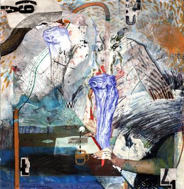 Detail view of the drawing, Man drinking, abstract patterns, art drawings in art galleries, framed