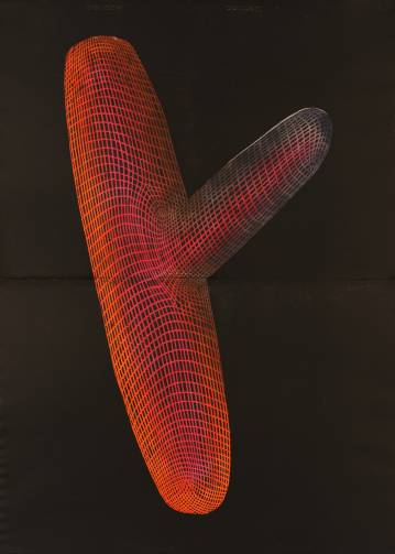 Figurations XI Neon Pink/Black - 140 x 100 cm. Limited edition linocut print by Marta Banaszak FIGURATIONS XI_Marta Banaszak