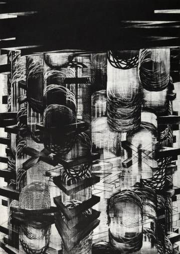 Perpetuum Mobile LXXXV | Art-prints, Engravings | Tomasz Winiarski | Beauton Art Gallery art-prints, engravings, graphical, monochrome, architecture, movement, patterns, black, grey, white, ink, paper, abstract-forms, autumn, cubism, danish, decorative, design, interior, interior-design, nordic, scandinavien, Buy original high quality art. Paintings, drawings, limited edition prints & posters by talented artists.