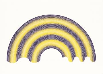 Impossible Rainbow Yellow/purple - 140 x 100 cm. Limited edition linocut print by Marta Banaszak IMPOSSIBLE RAINBOW_Marta Banaszak