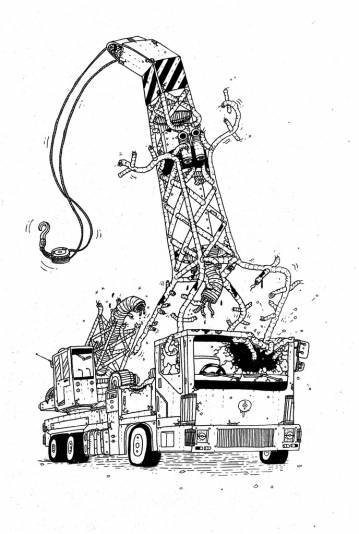 Crane Of Death - 29,7 x 42 cm., A3. An original illustration by Rune Alexandersen.  The drawing is done on thick acid-free permanent paper. The drawing is not framed.