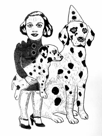art-prints, linocuts, engravings, animal, family-friendly, figurative, graphical, portraiture, bodies, cartoons, humor, pets, black, white, acrylic, ink, paper, amusing, copenhagen, cute, danish, decorative, design, dogs, female, interior, interior-design, nordic, scandinavien, women, Buy original high quality art. Paintings, drawings, limited edition prints & posters by talented artists.