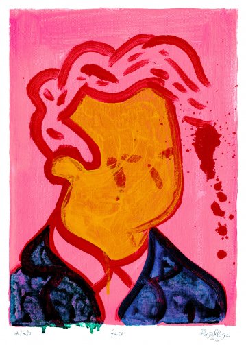 A Face | Posters-prints, Giclee-print | Mormor | Beauton Art Gallery posters-prints, giclee-print, colorful, figurative, graphical, illustrative, bodies, cartoons, people, blue, pink, red, white, paper, amusing, danish, decorative, design, faces, interior, interior-design, modern, modern-art, nordic, posters, prints, scandinavien, Buy original high quality art. Paintings, drawings, limited edition prints & posters by talented artists.