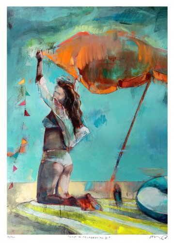 posters-prints, giclee-print, aesthetic, colorful, figurative, graphical, landscape, portraiture, bodies, nature, oceans, people, sky, blue, green, orange, red, turquoise, yellow, ink, paper, beach, beautiful, danish, female, interior, interior-design, nordic, posters, pretty, scandinavien, summer, women, Buy original high quality art. Paintings, drawings, limited edition prints & posters by talented artists.