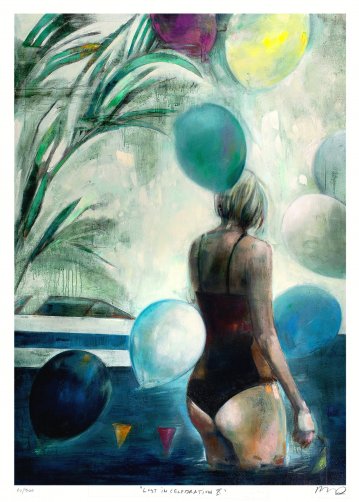 posters-prints, giclee-print, aesthetic, colorful, figurative, graphical, illustrative, landscape, bodies, botany, nature, oceans, people, blue, green, turquoise, yellow, ink, paper, beach, beautiful, danish, decorative, design, female, flowers, interior, interior-design, nordic, posters, pretty, scandinavien, women, Buy original high quality art. Paintings, drawings, limited edition prints & posters by talented artists.