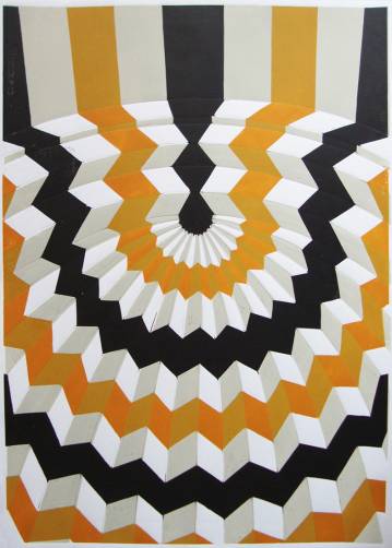 Mihrab I Orange/black - 70 x 100 cm. Limited edition linocut print by Marta Banaszak MIHRAB I_Marta Banaszak