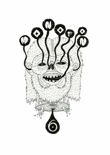 Monofon 6. An original illustration by artist Patrick Ringborg. original punk drawings, vulgar drawing, fantastic illustration. illustration. expressive modern art. talented artists, online art gallery